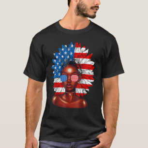 Afro Sunflower African American 4th Of July Melani T-Shirt