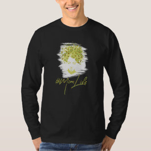 Afro Sunflower Butterflies Messy Bun Mom Life Moth T-Shirt