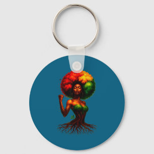 Afro tree woman black queen melanin roots pride keychain