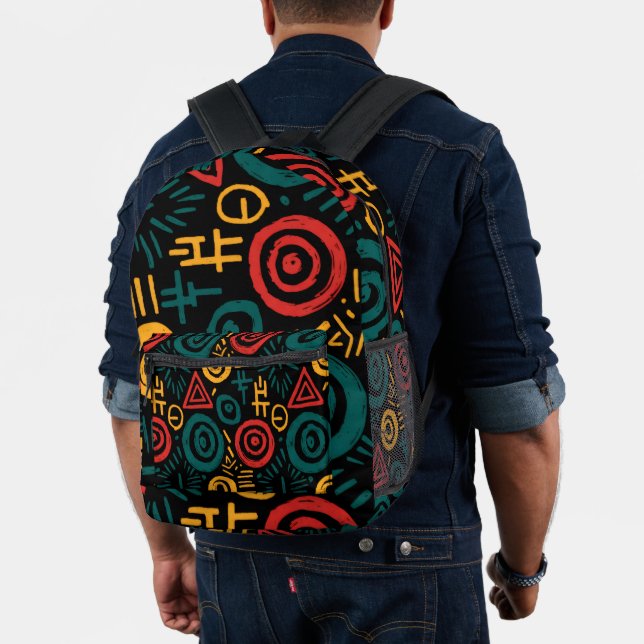 Afro Tribal Pattern Colorful Abstract  Printed Backpack (Insitu (Model))