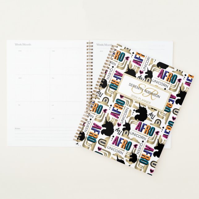 Afro Unicorn Bold Pattern Planner (Display)