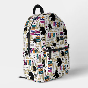 Afro Unicorn Bold Pattern Printed Backpack