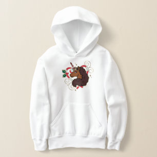 Afro Unicorn Candy Cane Heart Holiday