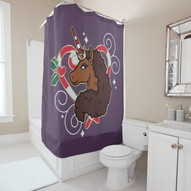 Afro Unicorn Candy Cane Heart Holiday (In Situ)