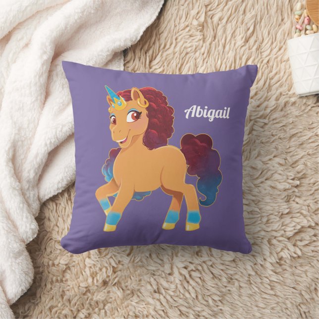 Afro Unicorn | Divine Prancing Throw Pillow (Blanket)
