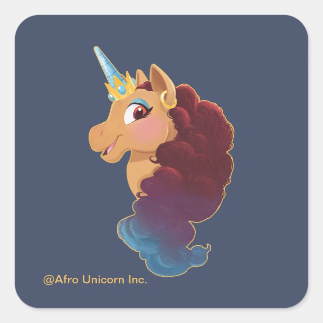 Afro Unicorn | Divine the Unicorn Square Sticker (Front)