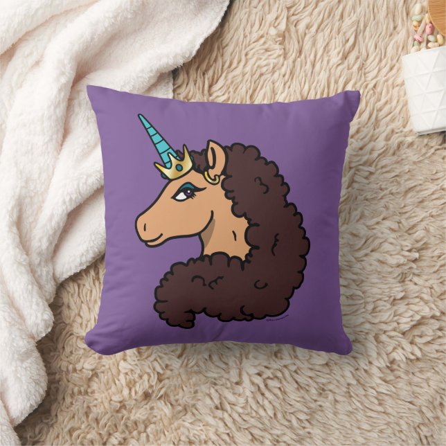 Afro Unicorn | Divine Throw Pillow (Blanket)