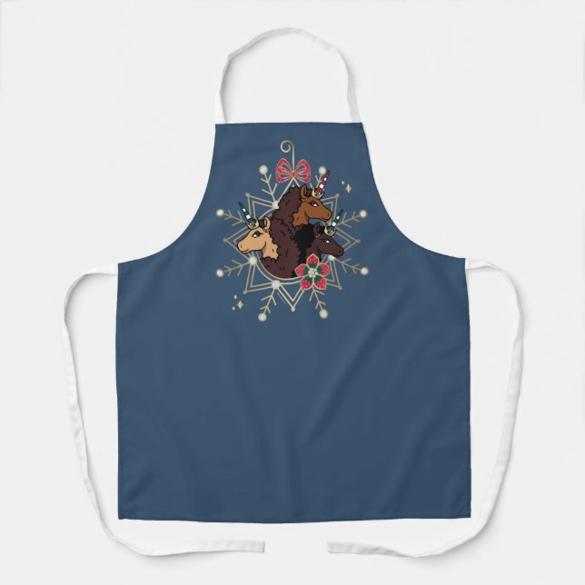 Afro Unicorn Festive Holiday Magical Apron (Front)