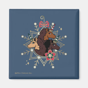 Afro Unicorn Festive Holiday Magical Magnet