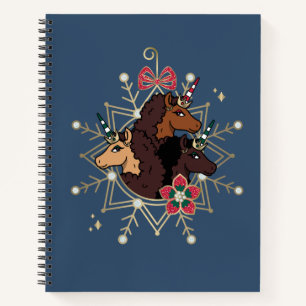 Afro Unicorn Festive Holiday Magical Notebook