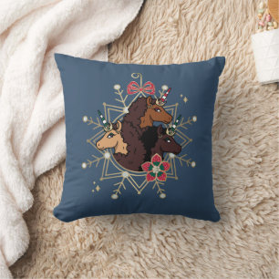 Afro Unicorn Festive Holiday Magical Throw Pillow
