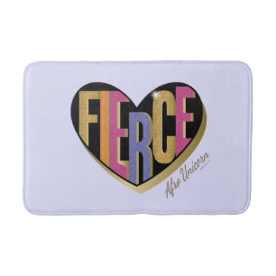 Afro Unicorn Fierce Heart Design Bath Mat