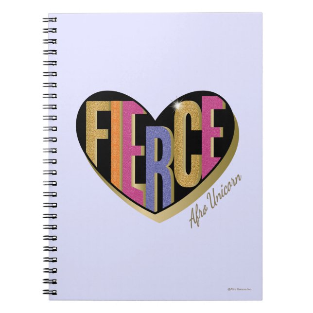 Afro Unicorn Fierce Heart Design Notebook (Front)