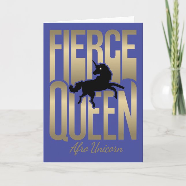 Afro Unicorn Fierce Queen Card (Front)