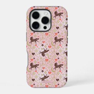 Afro Unicorn Heart & Star Pink Pattern iPhone 16 Pro Case