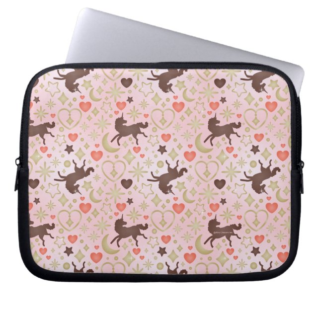 Afro Unicorn Heart & Star Pink  Pattern Laptop Sleeve (Front)