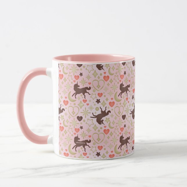 Afro Unicorn Heart & Star Pink  Pattern Mug (Left)