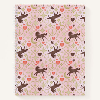 Afro Unicorn Heart & Star Pink  Pattern Notebook