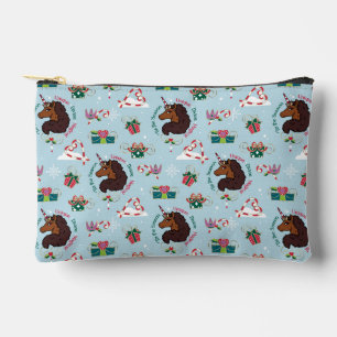 Afro Unicorn Holiday Pattern Accessory Pouch