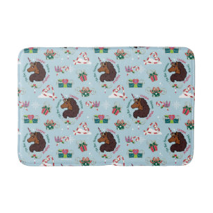 Afro Unicorn Holiday Pattern Bath Mat