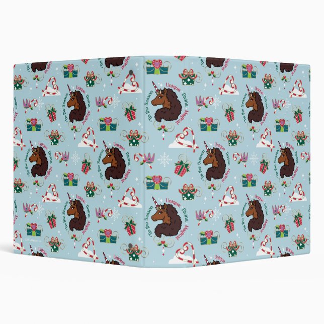 Afro Unicorn Holiday Pattern Binder (Background)