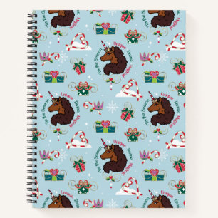 Afro Unicorn Holiday Pattern Notebook