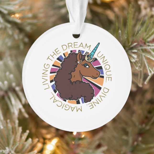 Afro Unicorn Living the Dream Design (Arbre)