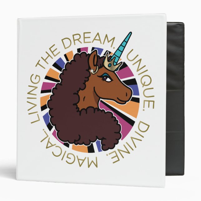 Afro Unicorn Living the Dream Design Binder (Front/Inside)