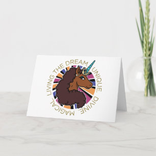 Afro Unicorn Living the Dream Design Card