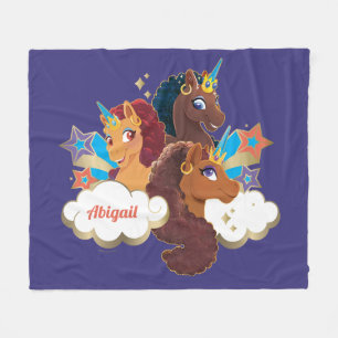 Afro Unicorn “Made of Magic” Trio Design Fleece Blanket