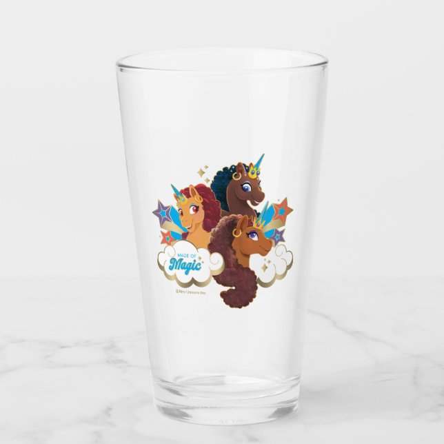 Afro Unicorn “Made of Magic” Trio Design Glass (Front)