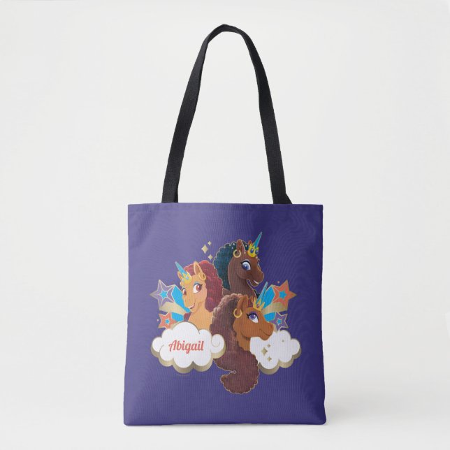 Afro Unicorn “Made of Magic” Trio Design Tote Bag (Front)