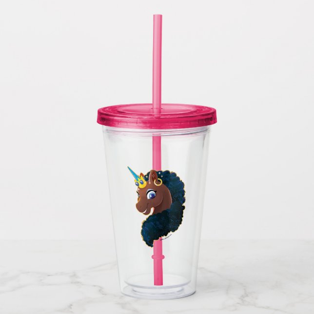 Afro Unicorn | Magical Acrylic Tumbler (Front)