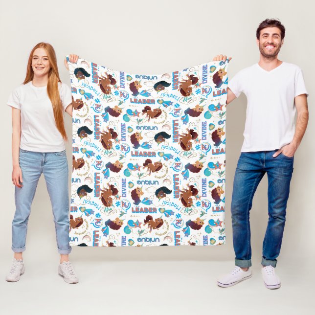 Afro Unicorn Magical Empowering Pattern Fleece Blanket (In Situ)