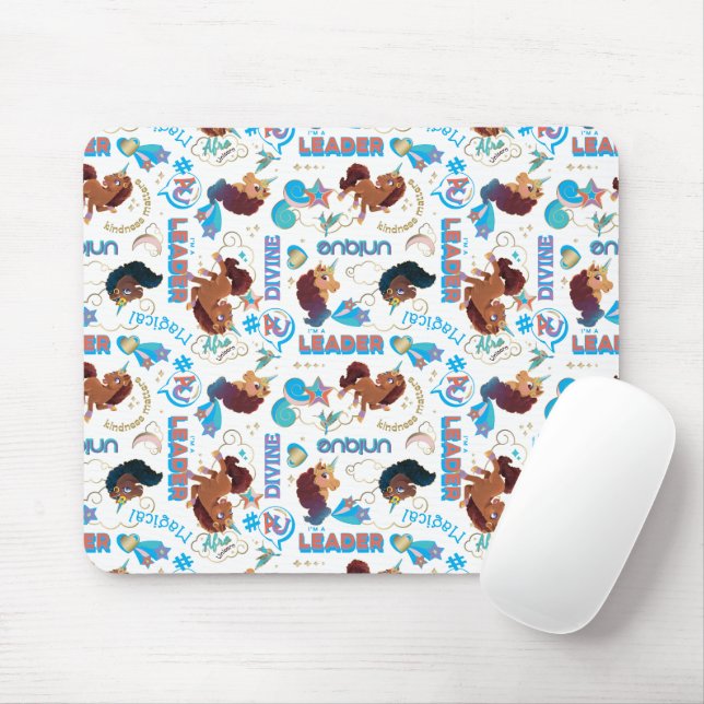 Afro Unicorn Magical Empowering Pattern Mouse Pad (With Mouse)