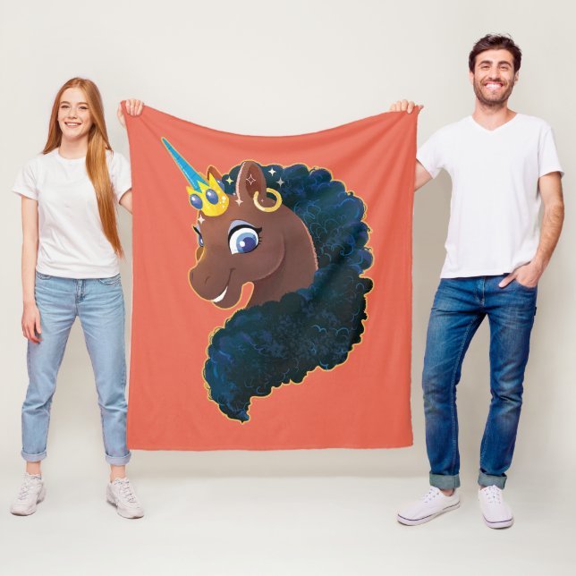 Afro Unicorn | Magical Fleece Blanket (In Situ)