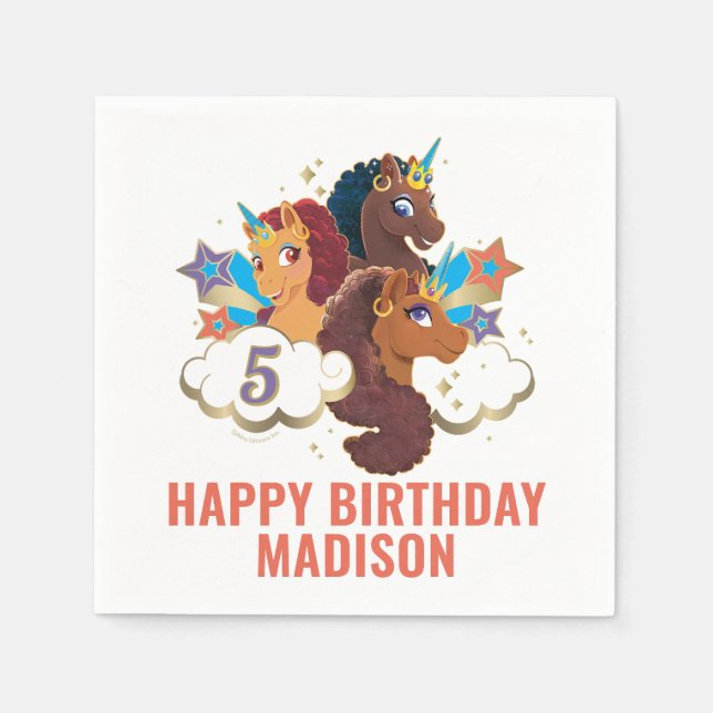 Afro Unicorn | Magical Girls Birthday Napkin (Front)