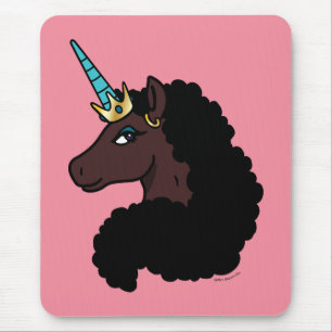 Afro Unicorn   Magical Mouse Pad