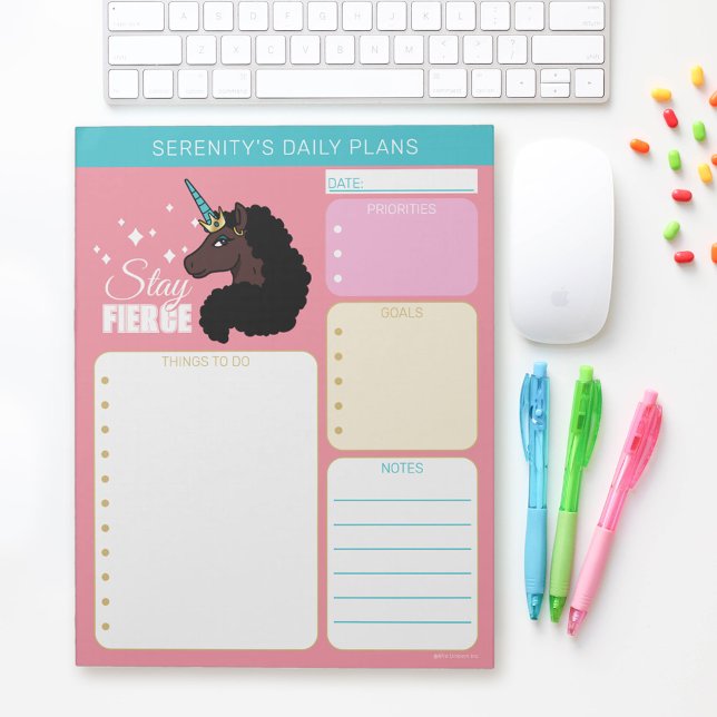 Afro Unicorn | Magical Notepad (Notepad on table)