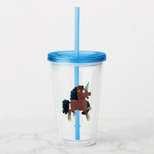 Afro Unicorn   Magical Prancing Acrylic Tumbler
