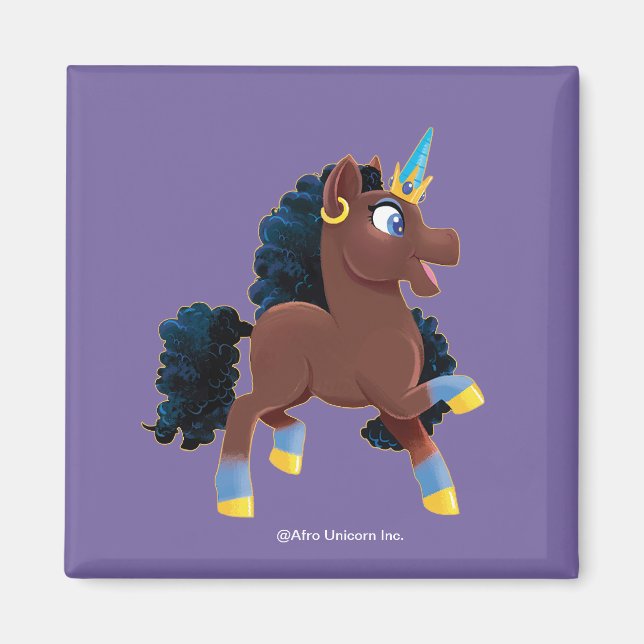 Afro Unicorn | Magical Prancing Magnet (Front)