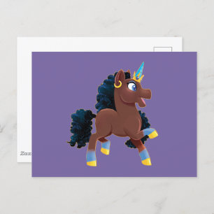 Afro Unicorn Magical Prancing Postcard