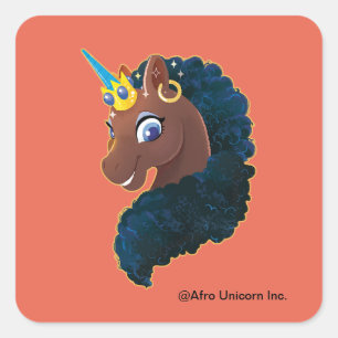 Afro Unicorn   Magical Square Sticker
