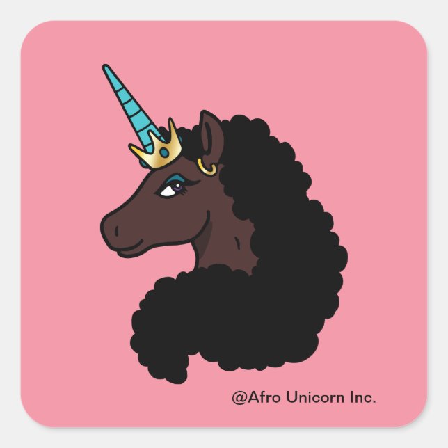 Afro Unicorn | Magical Square Sticker (Front)