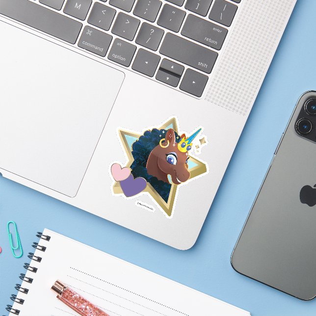 Afro Unicorn Magical Star (Laptop w/ iPhone)