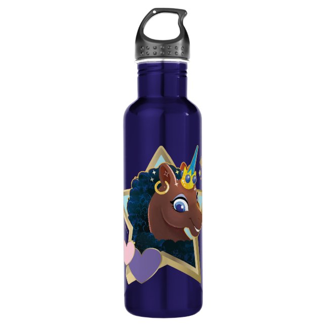 Afro Unicorn Magical Star 710 Ml Water Bottle (Front)