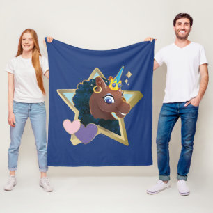 Afro Unicorn Magical Star Fleece Blanket