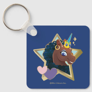Afro Unicorn Magical Star Keychain