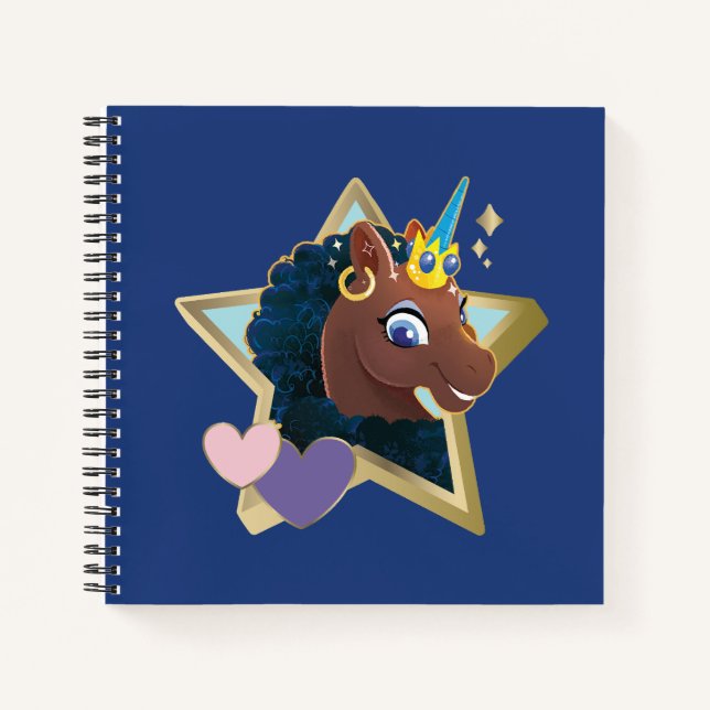 Afro Unicorn Magical Star Notebook (Front)