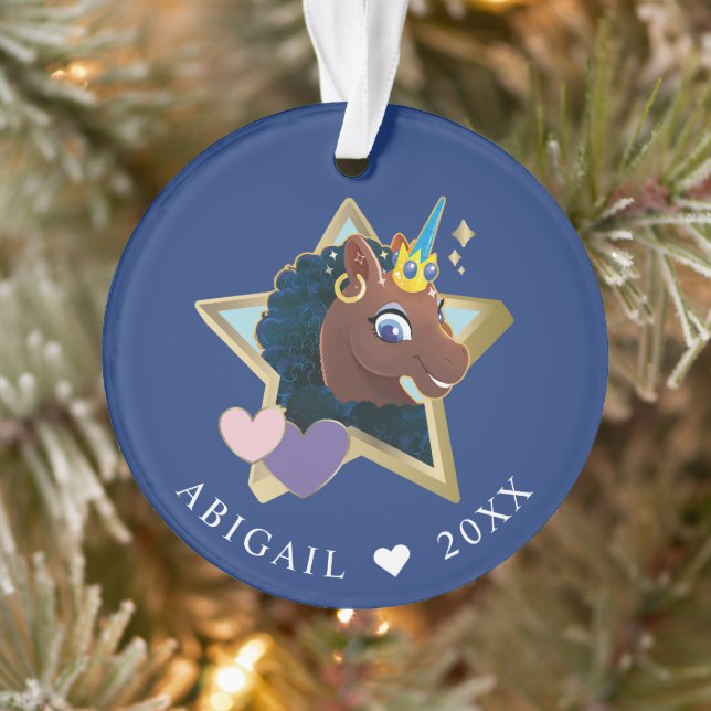 Afro Unicorn Magical Star Ornament (Tree)